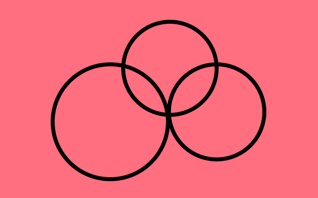 Three overlapping circles on pink background